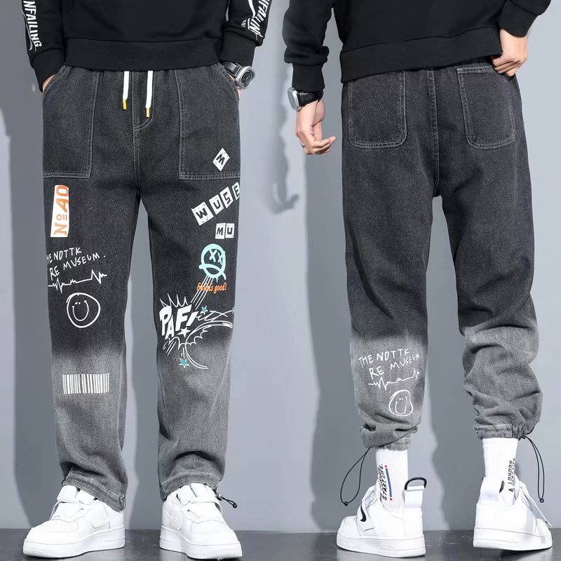 Pantalones de chándal Harajuku para hombre, Pantalón ancho y