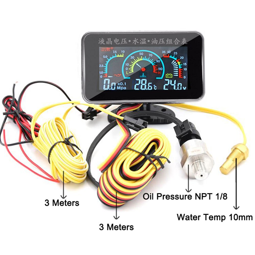 Comprar Nuevo Medidor de temperatura del agua LCD para coche de 12V/24V,  termómetro, voltímetro, medidor de temperatura y voltaje 2 en 1, Sensor de  17mm
