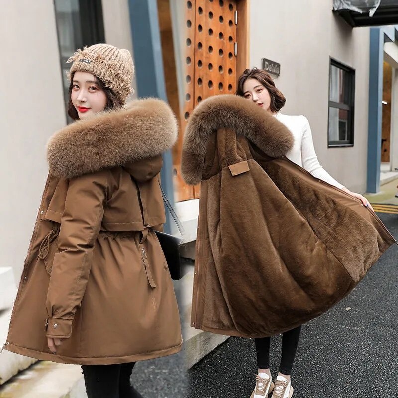 Más el tamaño de las chaquetas de las mujeres abrigos de invierno sólido  grueso parkas mujer ropa caliente venta con capucha cremallera caliente  abrigo de mujer ropa