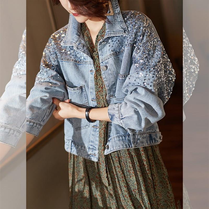Chamarra de mezclilla con pedreria new arrivals