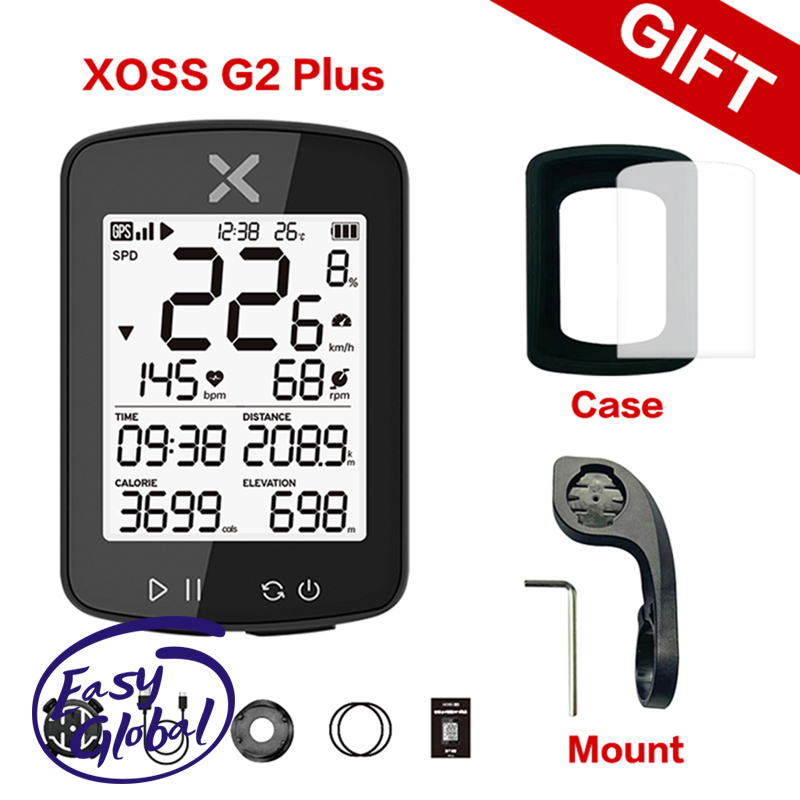 XOSS G+ Gen2 - Computadora de bicicleta con GPS con soporte, velocímetro  inalámbrico Bluetooth de 2.2 pulgadas, odómetro de bicicleta ANT+