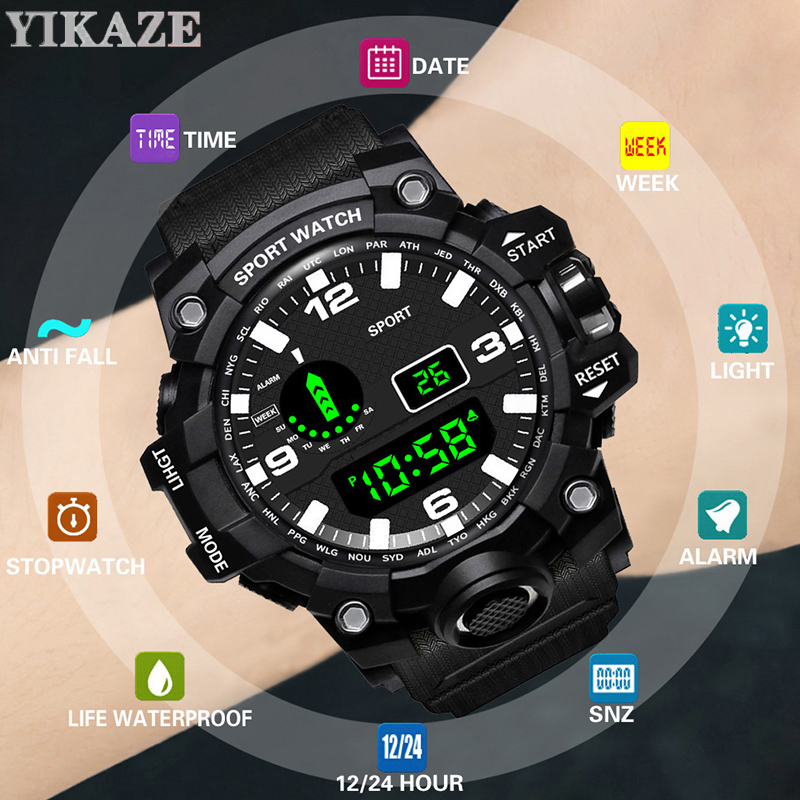 YIKAZE-relojes militares para hombre, cronómetro de cuenta atrás, reloj  deportivo de lujo, reloj de pulsera