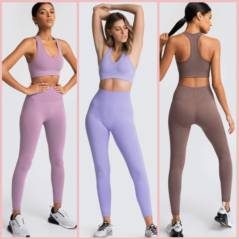 Ropa Deportiva Mujer Conjunto Deportivo Traje De Yoga Sin Costuras Sujetador Deportivo Cintura Alta Leggins Push Up Licras Deportivas Pantalones Ajustados Shopee Colombia
