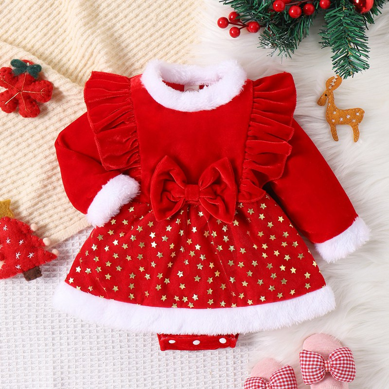 Beb Ni a Vestido De Navidad Ropa De Invierno Santa Claus Malla