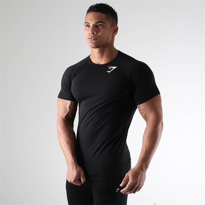 GYMSHARK Hombres Fitness Gimnasio Entrenamiento Camiseta Transpirable  Ajustada Baju