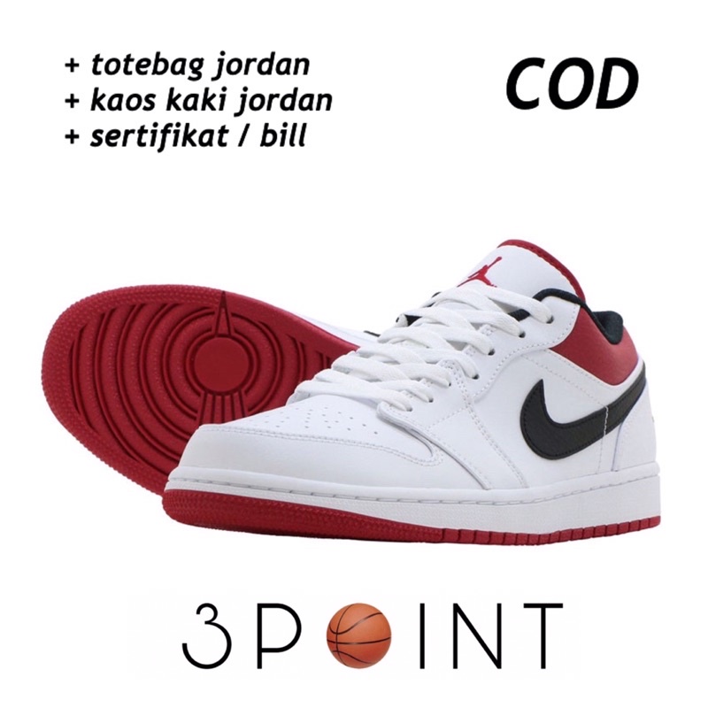 Jordan 1 low discount blanco con rojo