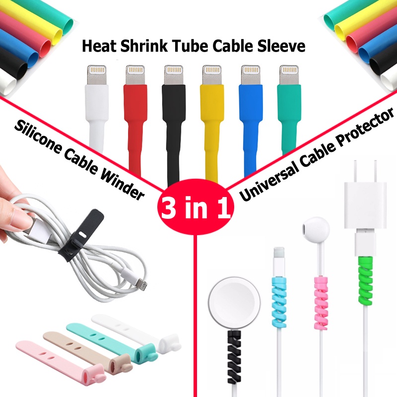 5 Piezas De Protector De Cable Para Organizador USB Enrollador De Tubo  Termorretráctil Para Todos Los Cables