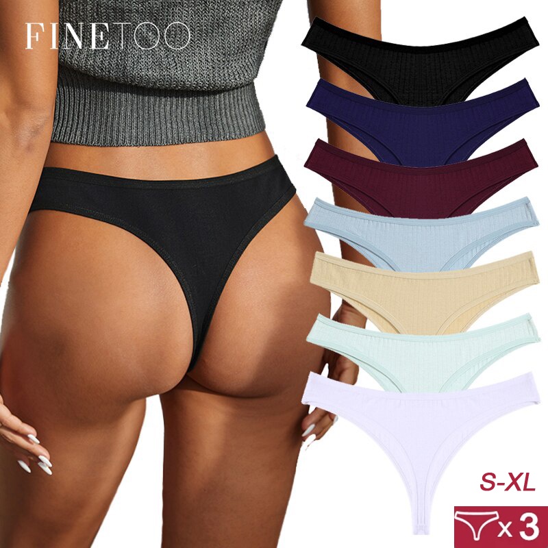 Comprar 3 unids/set de Tanga sin costuras de algodón para mujer