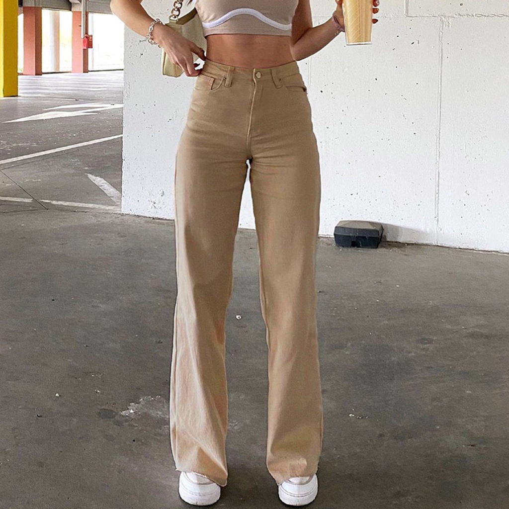 Pantalones beige mujer anchos new arrivals