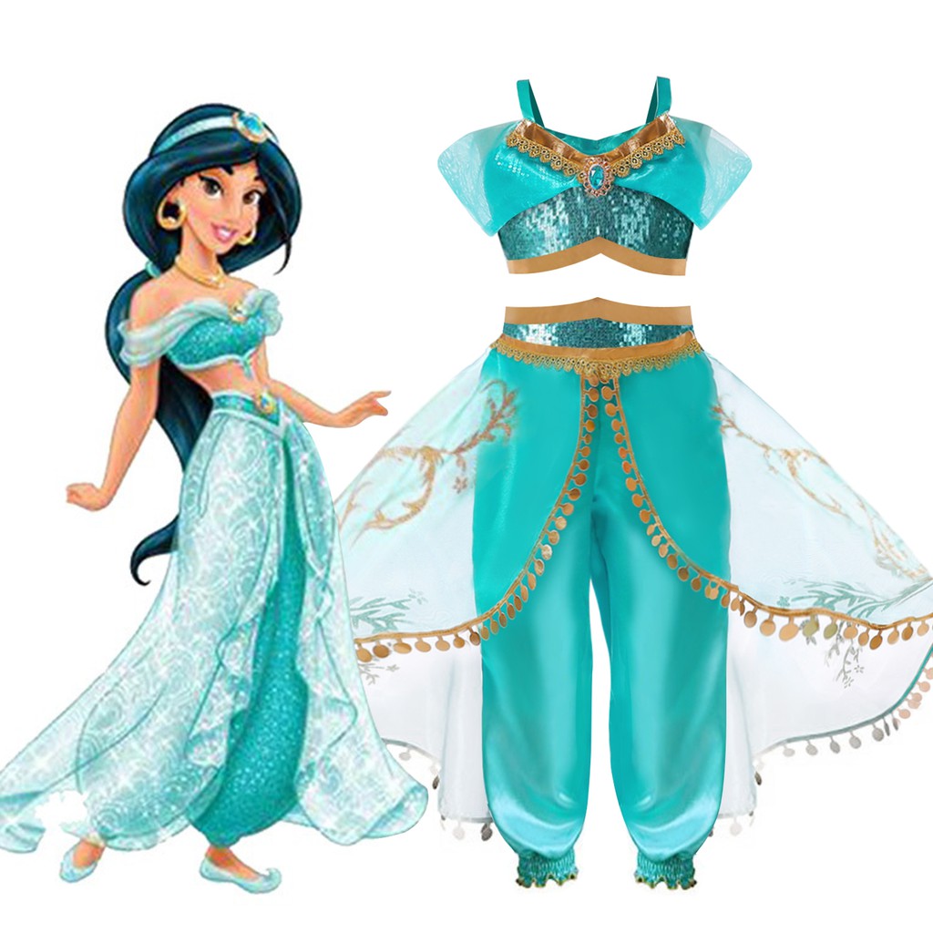 Disfraz de princesa Jasmine de Aladdin hecho a mano para niñas