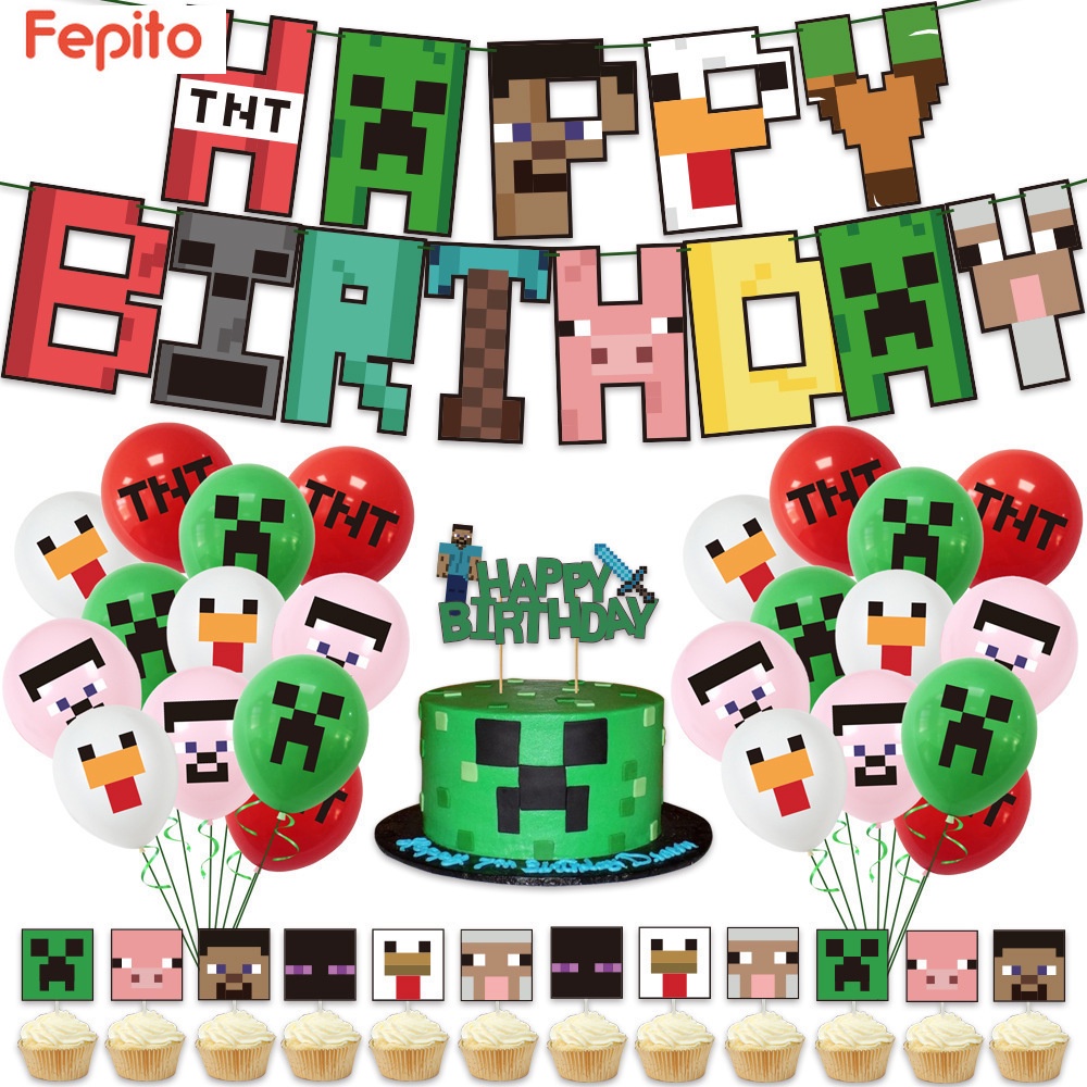 Diy Minecraft Globos Videojuego Fiesta Cumpleaños