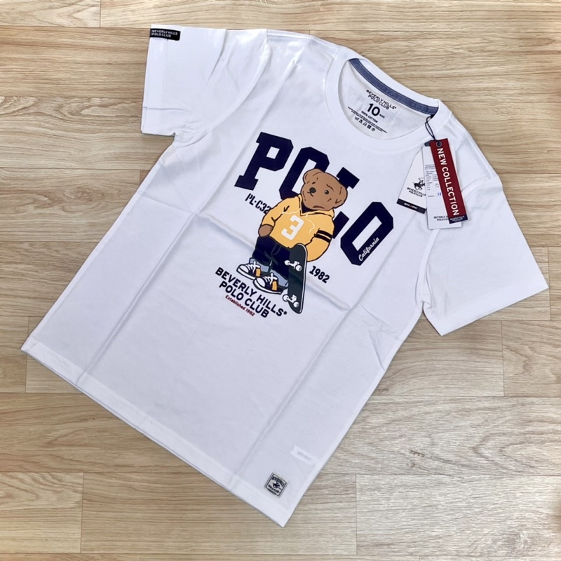 Camiseta blanca de manga corta con estampación – Polo Club