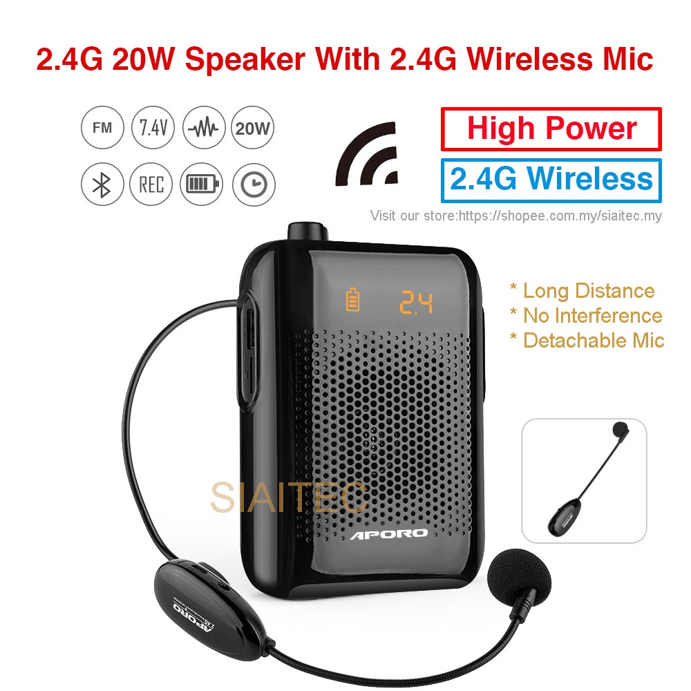 Compre APORO T9 Portable 2.4G Amplificador de Voz Inalámbrico Mini