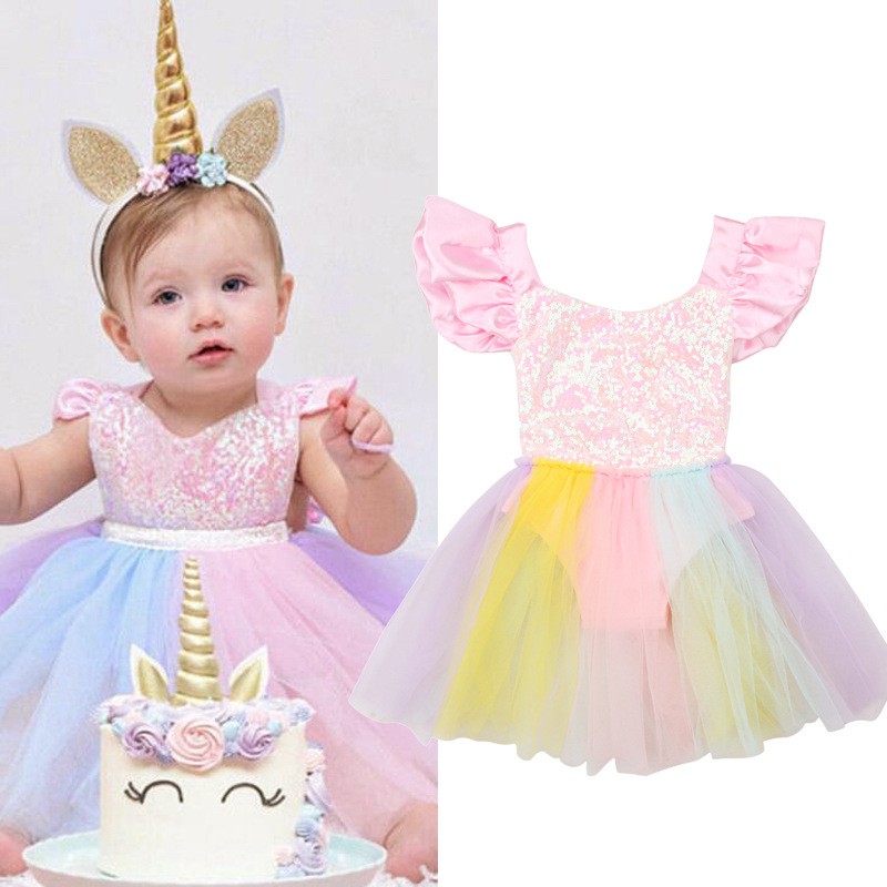 Trajes de cumpleaños de unicornio para niña recién nacida