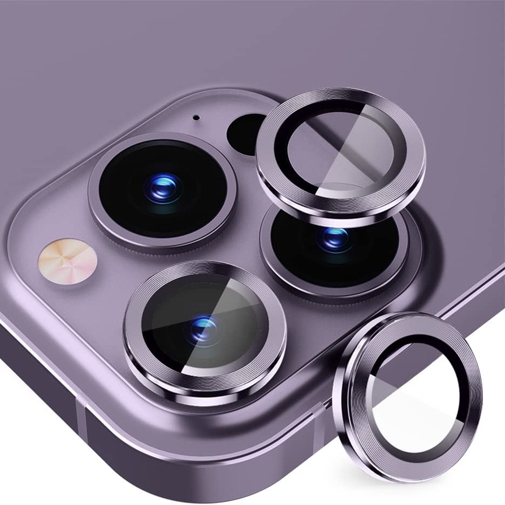 Protector camara iPhone 14 Pro / iPhone 14 Pro Max. Funda protectora de  lente de cámara de vidrio templado y anillo de aleación de aluminio.  Pelicula