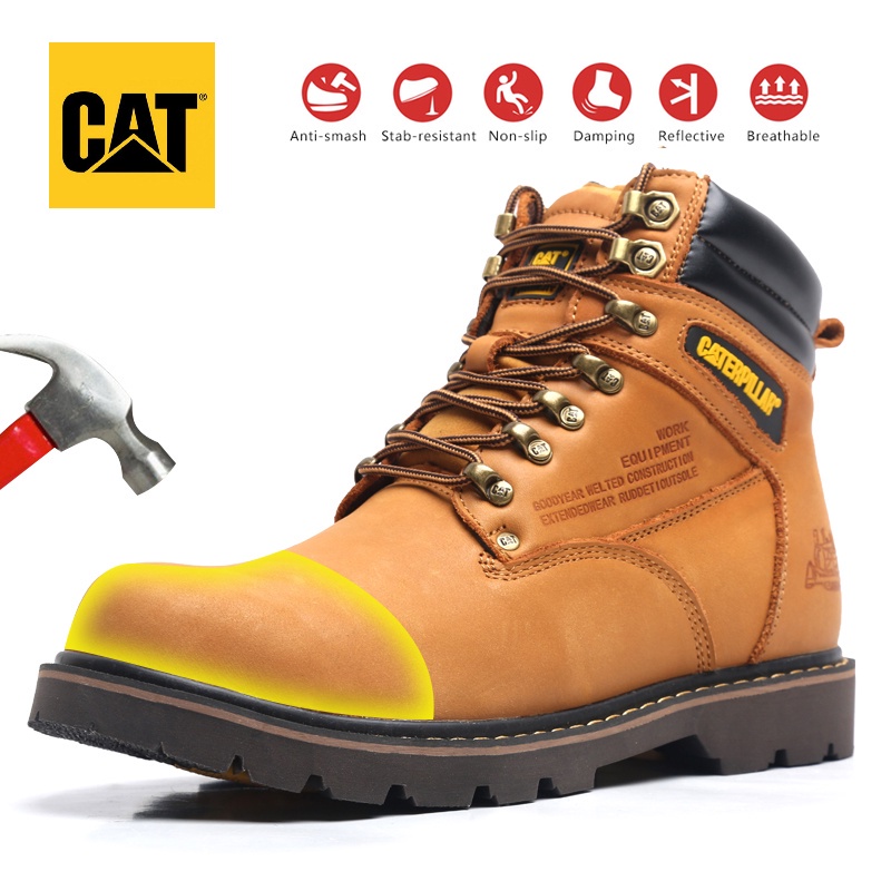 caterpillar botas de trabajo de los hombres suave dedo del pie botas de  cuero genuino