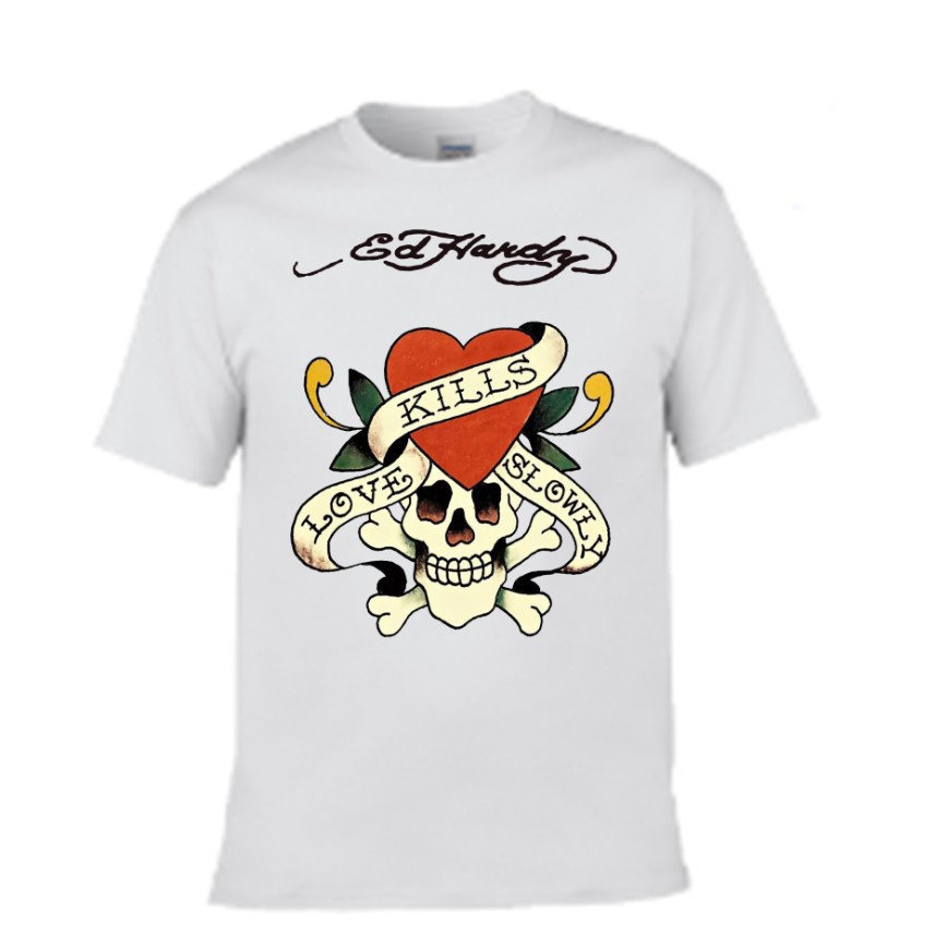 Mens Love Kills Lentamente Gr fico De Manga Corta Ed Hardy