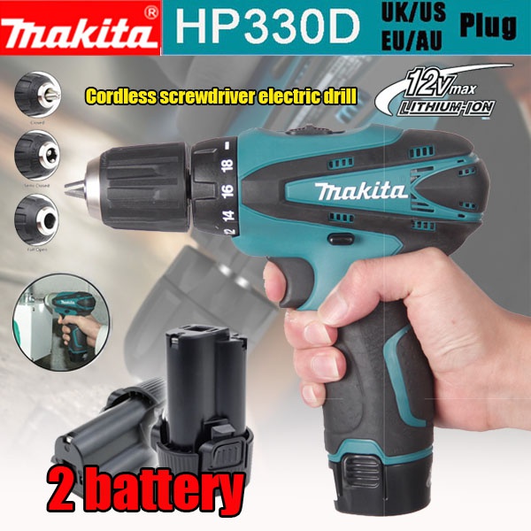 Makita-destornillador eléctrico inalámbrico DF330D 10,8 V, taladro eléctrico  multifuncional de iones de litio para