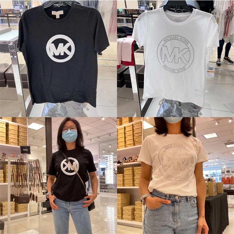 Camiseta Casual De Manga Corta Con Estampado De Cuello Redondo Michael Kors MK Para Mujer