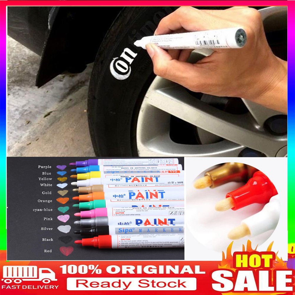 Comprar Rotulador de pintura permanente de Metal y goma para neumáticos de  coche, resistente al agua, 12 colores
