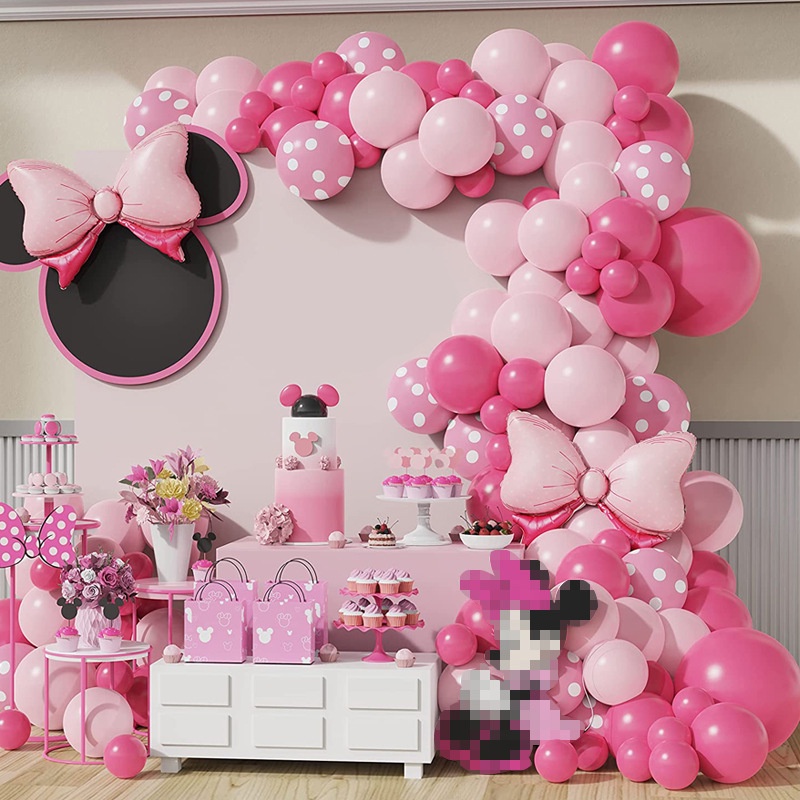 Globos De Numeros 3 Años Minnie Mouse Decoracion Para Cumpleaños Niña Set  Rosa