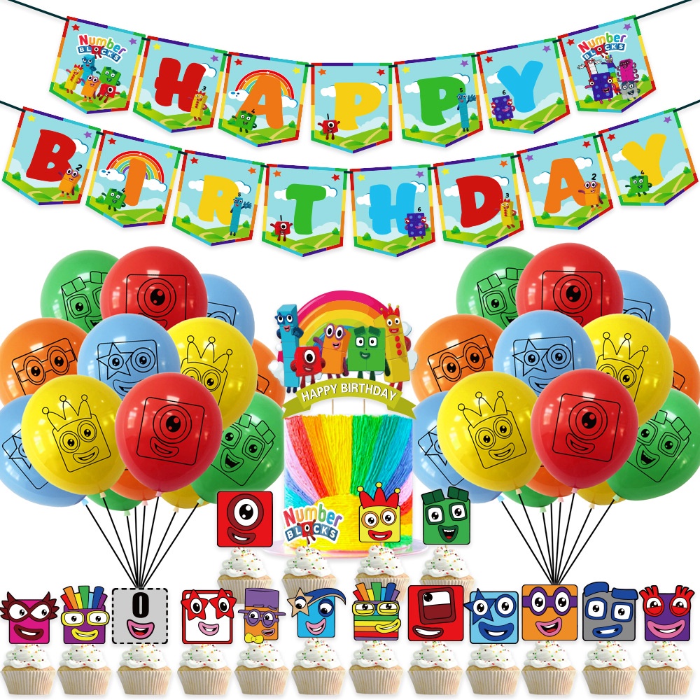 Decoración con números para fiesta de cumpleaños, decoración con  banderines, adornos para Tartas, globos, suministros para