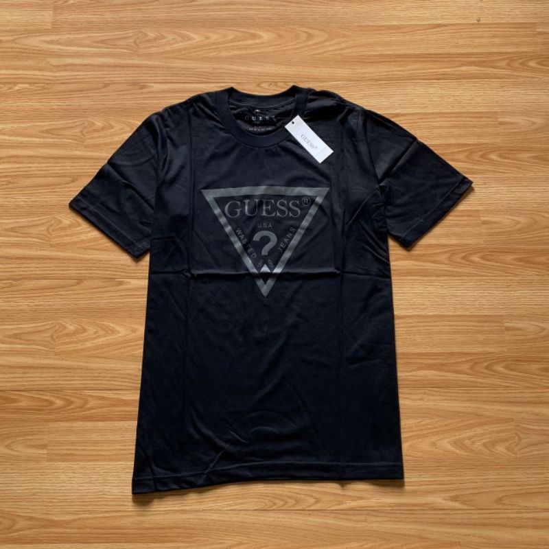 Guess LOGO Negro Completo Hombres Y Mujeres Camiseta PREMIUM