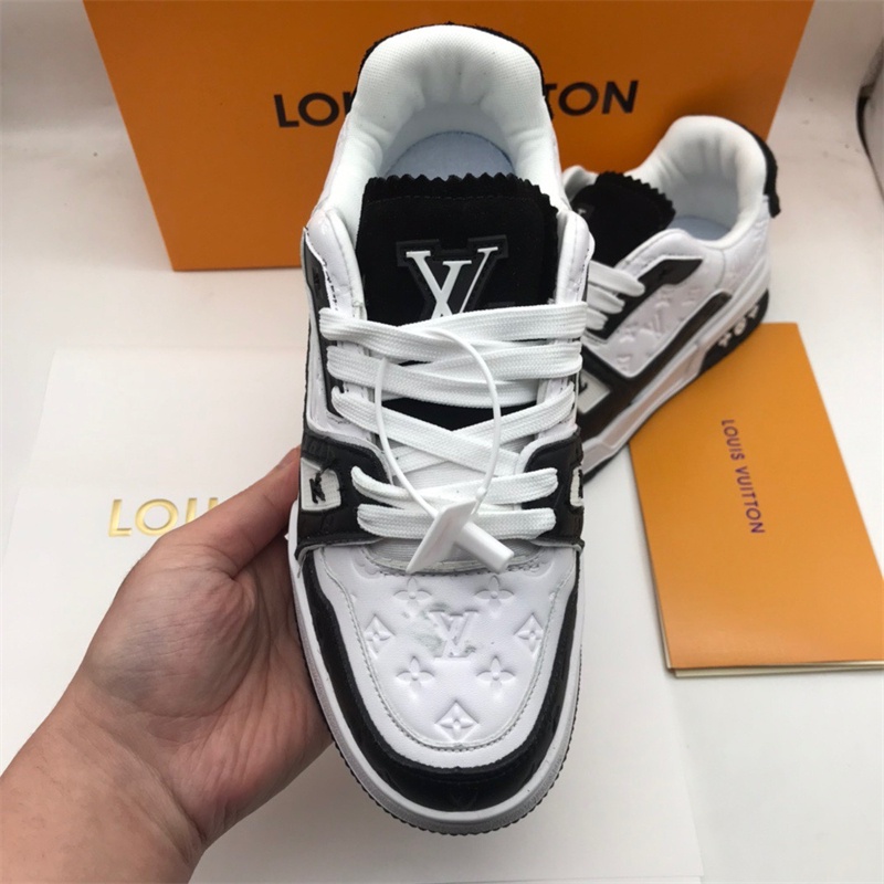 Louis Vuitton 100 Original Zapatos De Hombre Logo En Relieve Zapatillas Casuales Para Amantes De Los Skates De Lujo Con Llave Baja