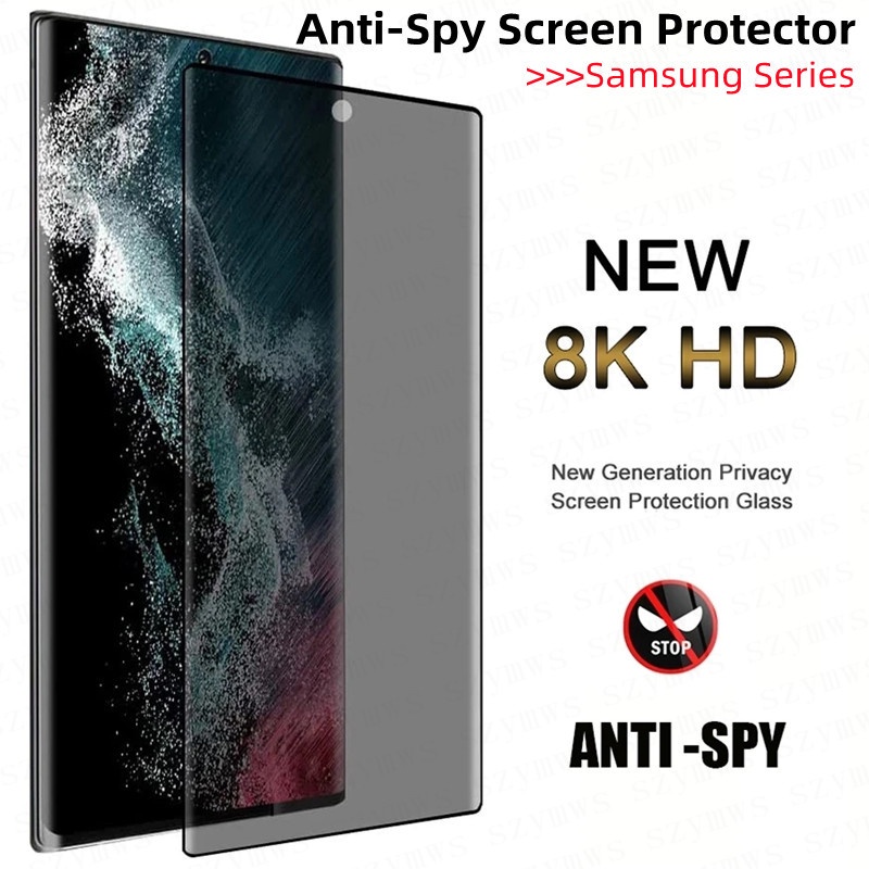 Paquete de 1 + 1 protector de pantalla de privacidad para Galaxy S23 Ultra,  1 protector de pantalla de vidrio templado antiespía [no es compatible con