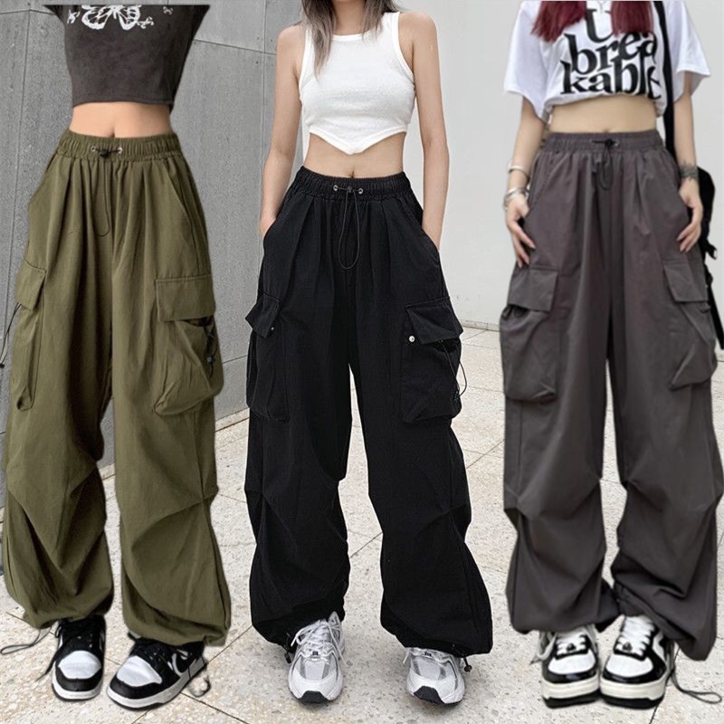 ROJADA Pantalones Cargo Mujer Estilo Coreano Pantalones de Pierna