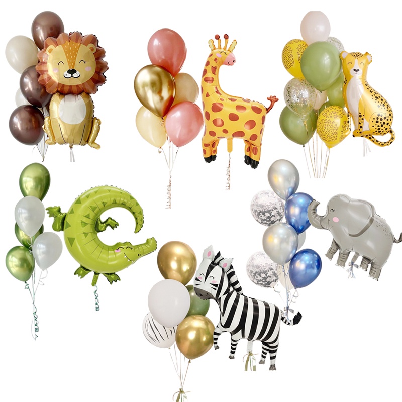  Juego de 6 globos de safari de animales de la selva y 68 globos  de safari de la selva para niños y niños, decoración de cumpleaños de baby  shower : Juguetes