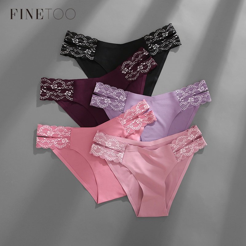 FINETOO 3 unids/set Sexy algodón encaje mujer Tanga bragas ropa