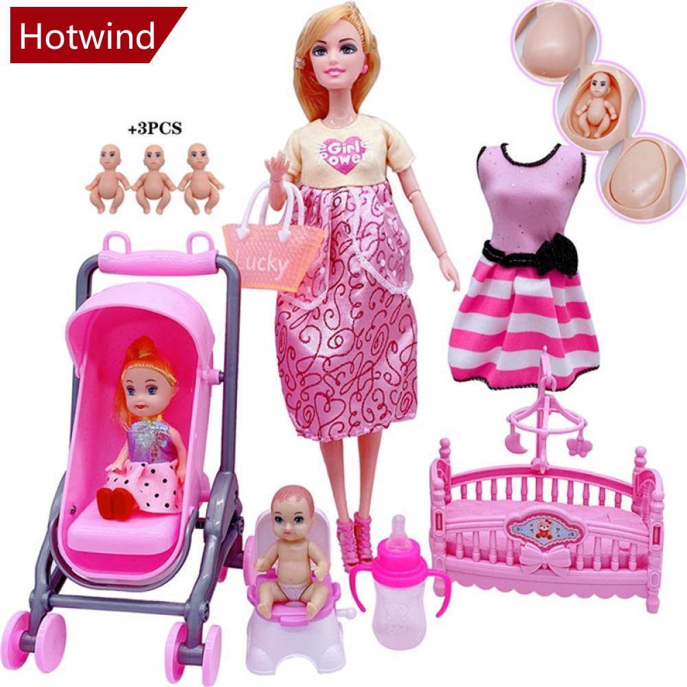 HOTWIND Muñeca Barbie Embarazada Con Gran Barriga Juguete Para Niños Mejor  Regalo K9S7