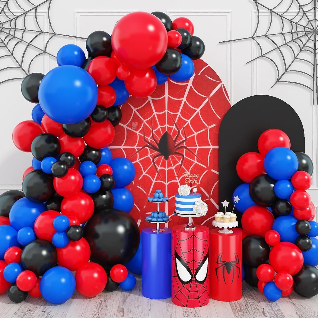 Kit decoración spiderman rojo azul cortina feliz cumpleaños