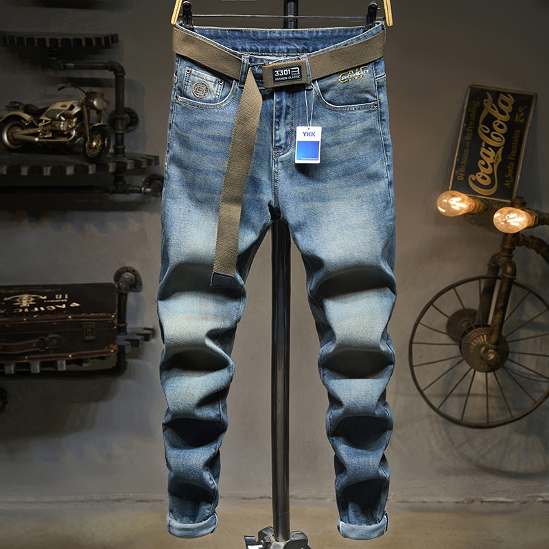 Versión Coreana De La Tendencia De Los Nuevos Pantalones Sueltos Hombres De  Todos Partidos Rasgados Jeans Slim Straight